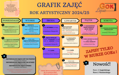 Zdjęcie do GRAFIK ZAJĘĆ NA ROK ARTYSTYCZNY 2024/2025